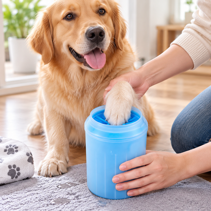 Blue Pet Paw Cleaning Cup for Cats and Dogs, Silicone Bristle Paw Washer for Gentle Foot Cleaning