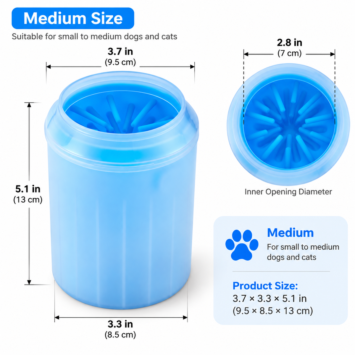 Blue Pet Paw Cleaning Cup for Cats and Dogs, Silicone Bristle Paw Washer for Gentle Foot Cleaning